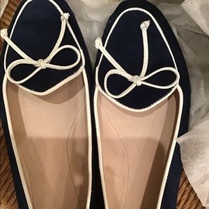 All Black (navy) suede flat loafers